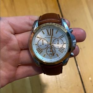 Michael Kors Bradshaw Two Tone Leather Band Watch